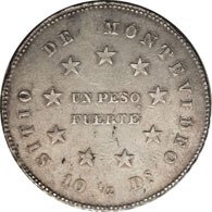 () Монета Уругвай 1844 год 1  ""   Биметалл (Серебро - Ниобиум)  UNC